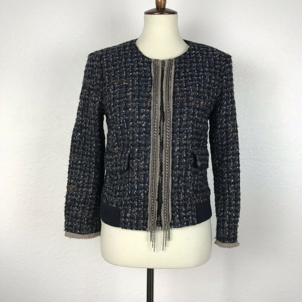 Ann Taylor Loft Jacket Women M Blazer Tweed Boucle Corpcore Preppy Academia